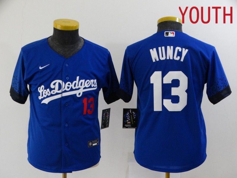 Youth Los Angeles Dodgers #13 Muncy Blue City Edition Nike 2021 MLB Jersey->youth mlb jersey->Youth Jersey
